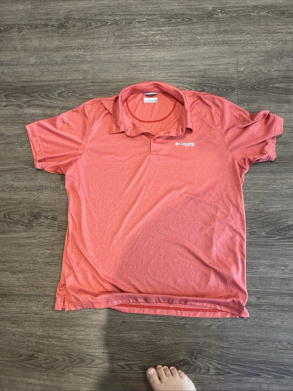 Columbia PFG Short Sleeve Polo Shirt Red Men Size XL